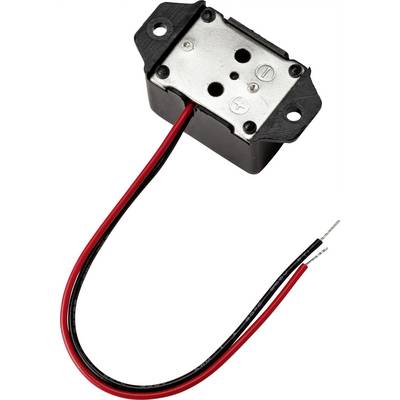 An electrical connector with a red and a black cable, attached to a rectangular metal housing.