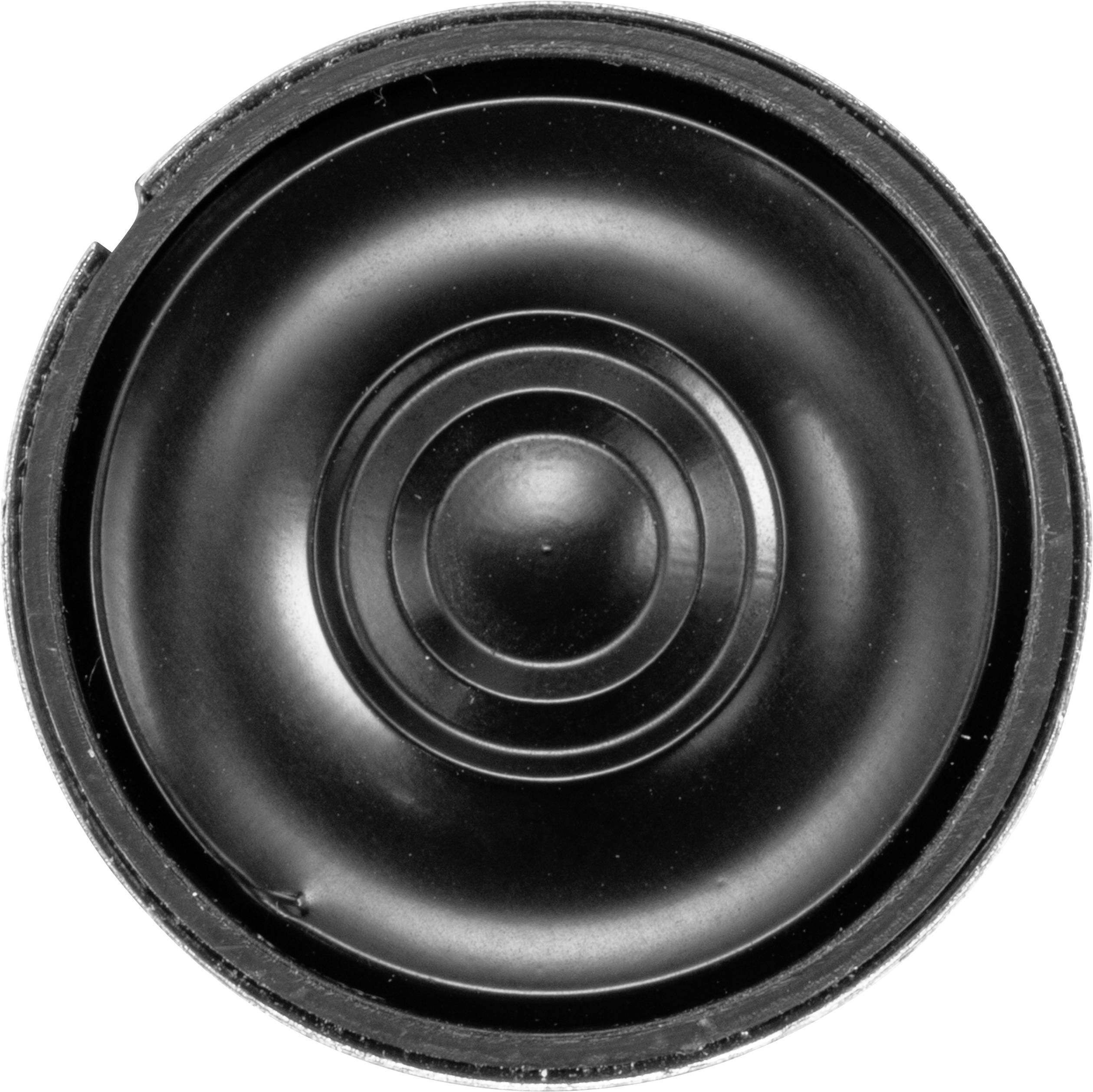 Black, circular object with concentric rings inside, viewed from above.