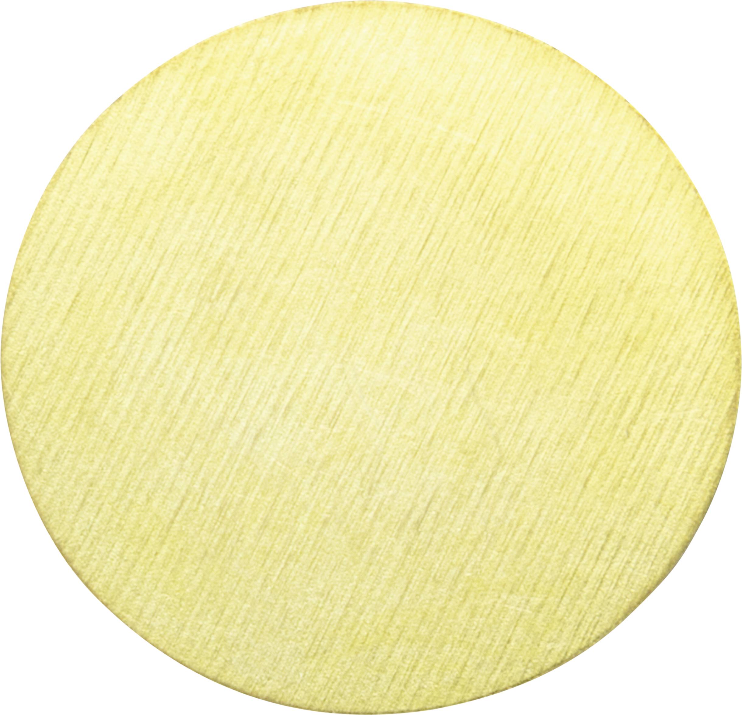 A single, round yellow biscuit or crisp with a smooth surface on a white background.