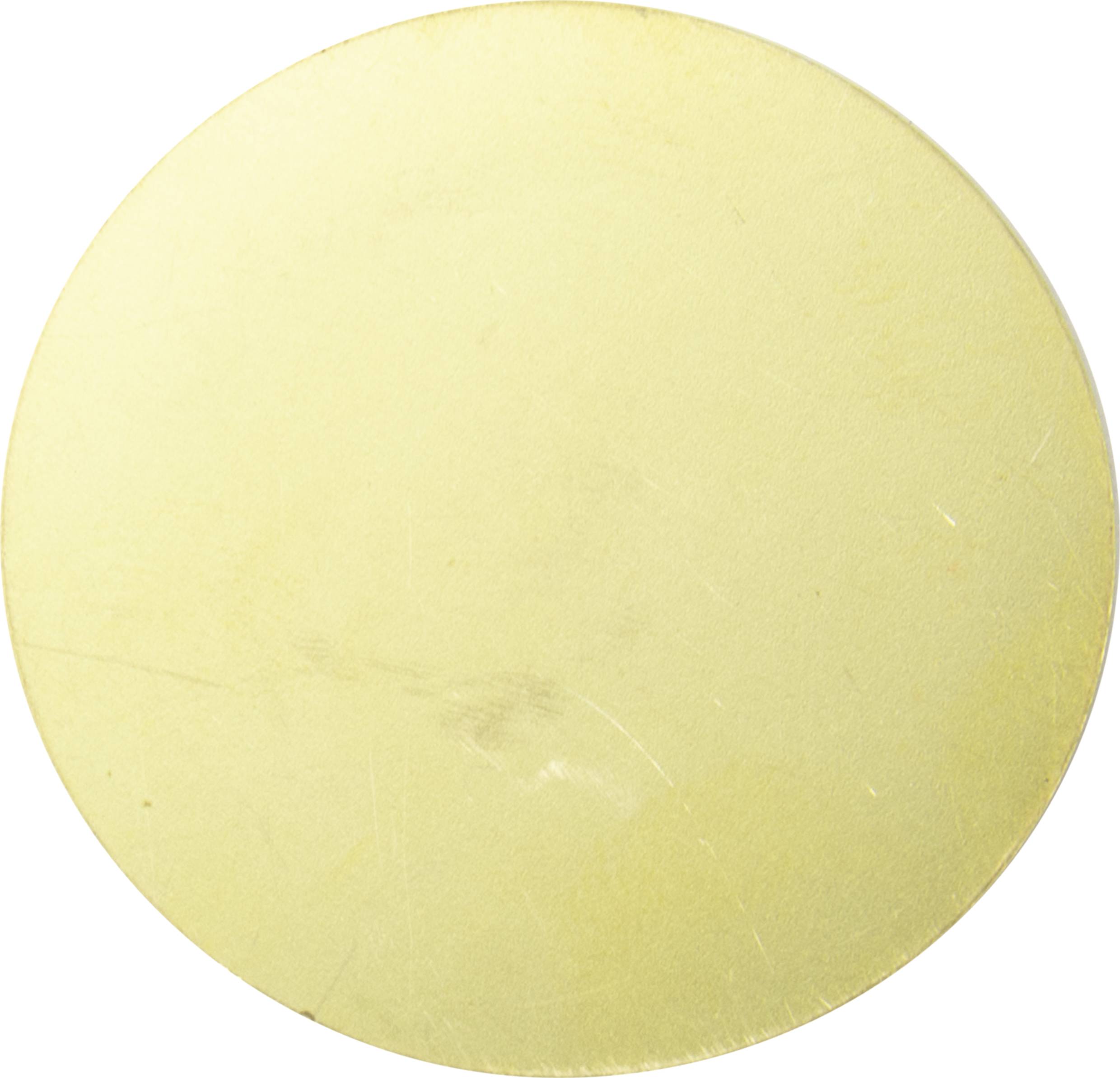 Golden circular shape without inscription or decoration.