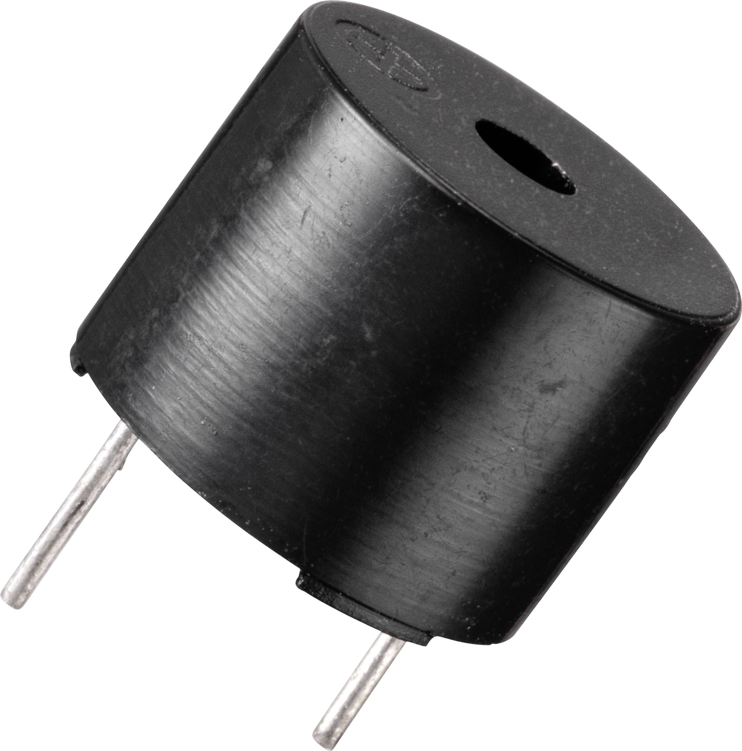 Small black summer with two metal pins. Often used for tone generation in electronics projects.<br><br>Small black buzzer with two metal pins. Frequently used for tone generation in electronic projects.