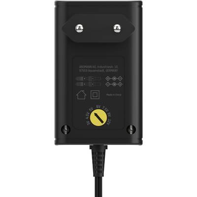 Power supply with selectable voltage levels: 3V, 4.5V, 5V, 6V, 7.5V, 9V, 12V. Ansmann logo, manufactured in China.