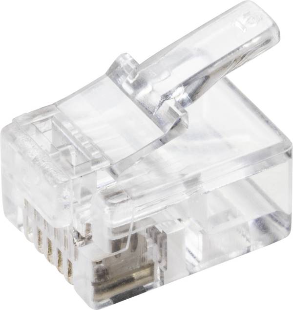 TRU COMPONENTS  TC-9202512 RJ12 Western plug for flat cable Plug, straight   No. of pins (RJ) 6P6C Transparent 5 pc(s)