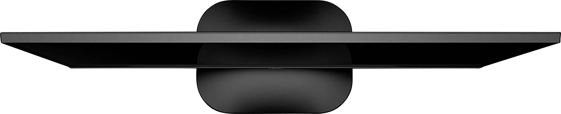 Flat screen viewed from above, showing sleek and minimalist design in a black enclosure.