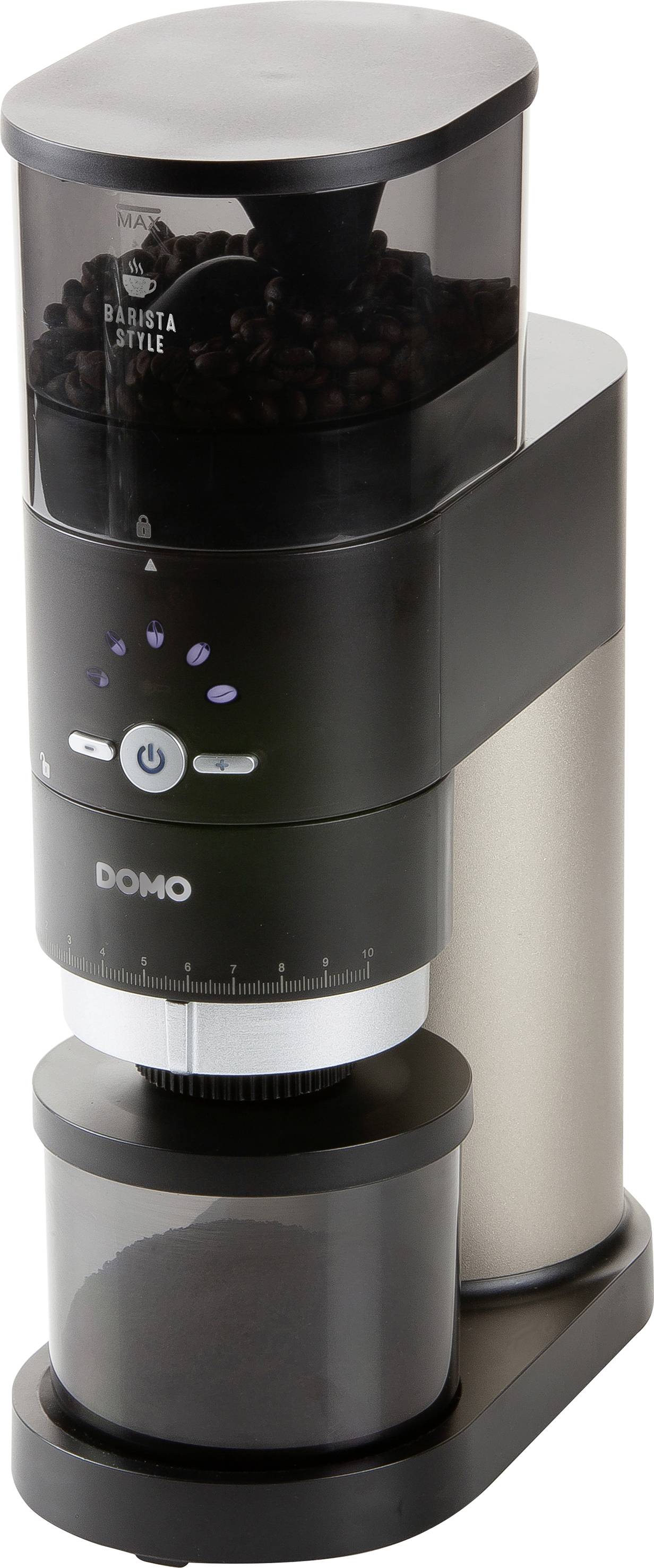 Image of DOMO DO715K DO715K Bean grinder Black, Silver Steel cone grinder