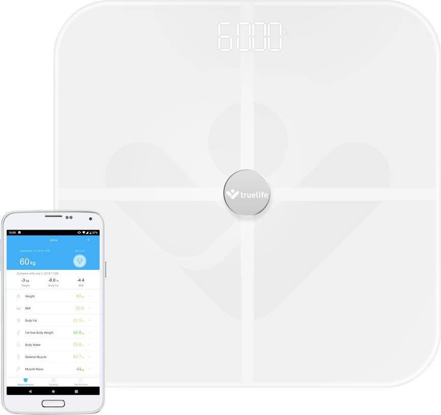 truelife FitScaleW5 Smart bathroom scales TLFSW5BT Weight range=180 kg White-2
