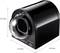 A black security camera by sygonix, dimensions: 157 mm high, 119 mm wide, 123 mm deep.