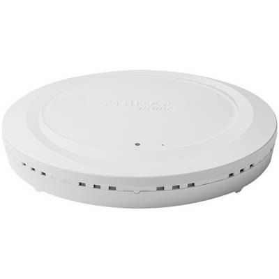 A round, white Wi-Fi access point with a smooth surface and a small LED indicator in the centre.
