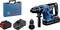 Bosch Cordless Hammer Drill Set with hammer drill, two batteries, charger and transport case, suitable for construction and renovation work.