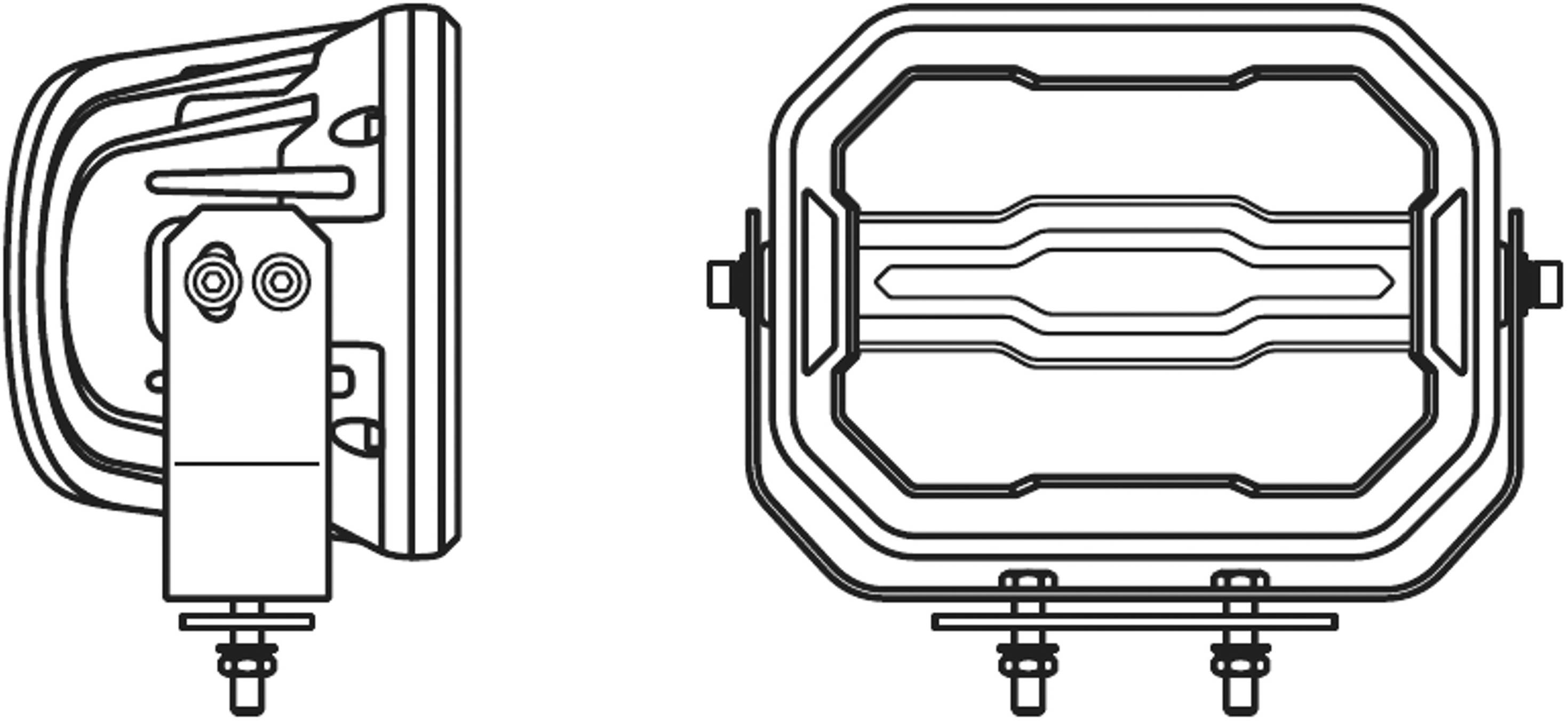 Technical drawing of two lamp housings in side and front views, with detailed screw connections and structures.
