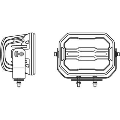 Technical drawing of two lamp housings in side and front views, with detailed screw connections and structures.