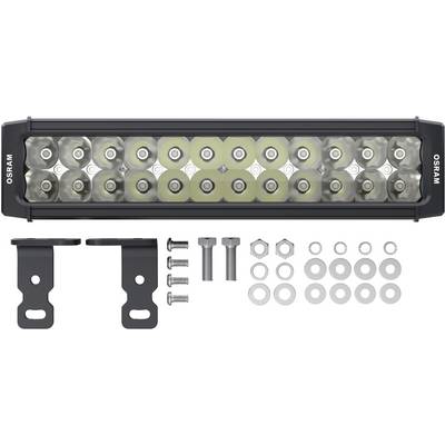 A LED light bar with mounting brackets, screws, nuts and washers. Ideal for installation on vehicles.