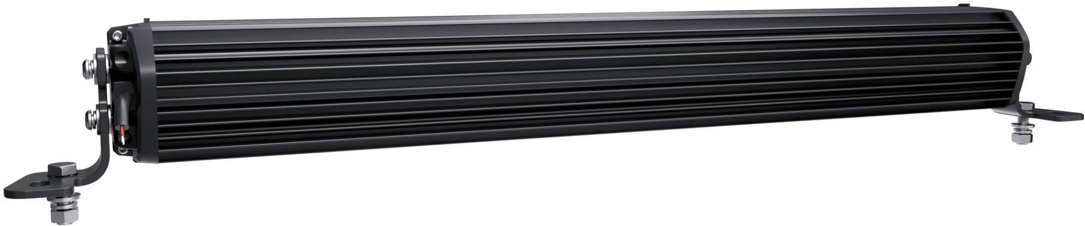 A rectangular, black LED light with a ribbed construction. It has mounting brackets at both ends for attachment, suitable for vehicles.