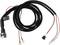 Long black cable with two plugs and two metallic connectors. Suitable for electrical connections in vehicles.