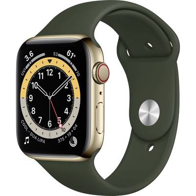 Apple Watch Series 6 GPS + Cellular 44 mm Stainless steel Gold Sports strap Cypress green 