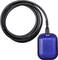 Blue float switch on a long black cable, used for level measurement in containers or pump systems.