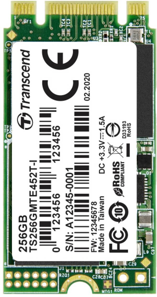 Transcend MTE452T-I 256 GB Internal M.2 PCIe NVMe SSD 2242 PCIe NVMe 3.0 x2 Industrial TS256GMTE452T-I