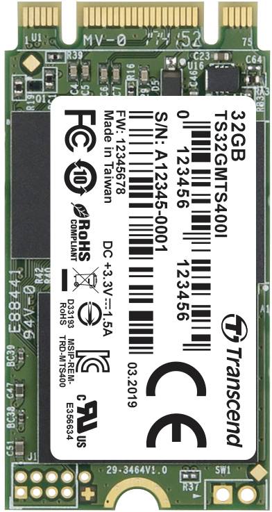 Transcend MTS400I 32 GB Internal M.2 PCIe NVMe SSD 2242 SATA 6 Gbps Industrial TS32GMTS400I