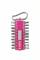 A set of magnetic screwdriver bits in various sizes, arranged on a pink holder with a carabiner clip.