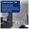 'Product image of an air freshener tablet in a bathroom, including description: discreet, compact installation, eliminates odours.'