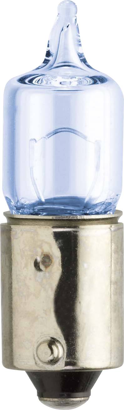A blue halogen lamp with a metallic base, vertically oriented.
