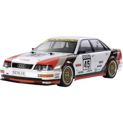 A white touring car with the number '45' and stickers from sponsors such as 'Dekra' and 'Bosch' on a racing vehicle design.
