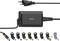 A black power adapter with eight adaptor plugs of varying sizes offers versatile connection options for electronic devices.