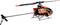 Black and orange toy helicopter with rotor blades; suitable for remote-controlled flying.