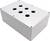 White plastic box with six circular cutouts on the top surface. Frequently used for control systems or switchgear installations.