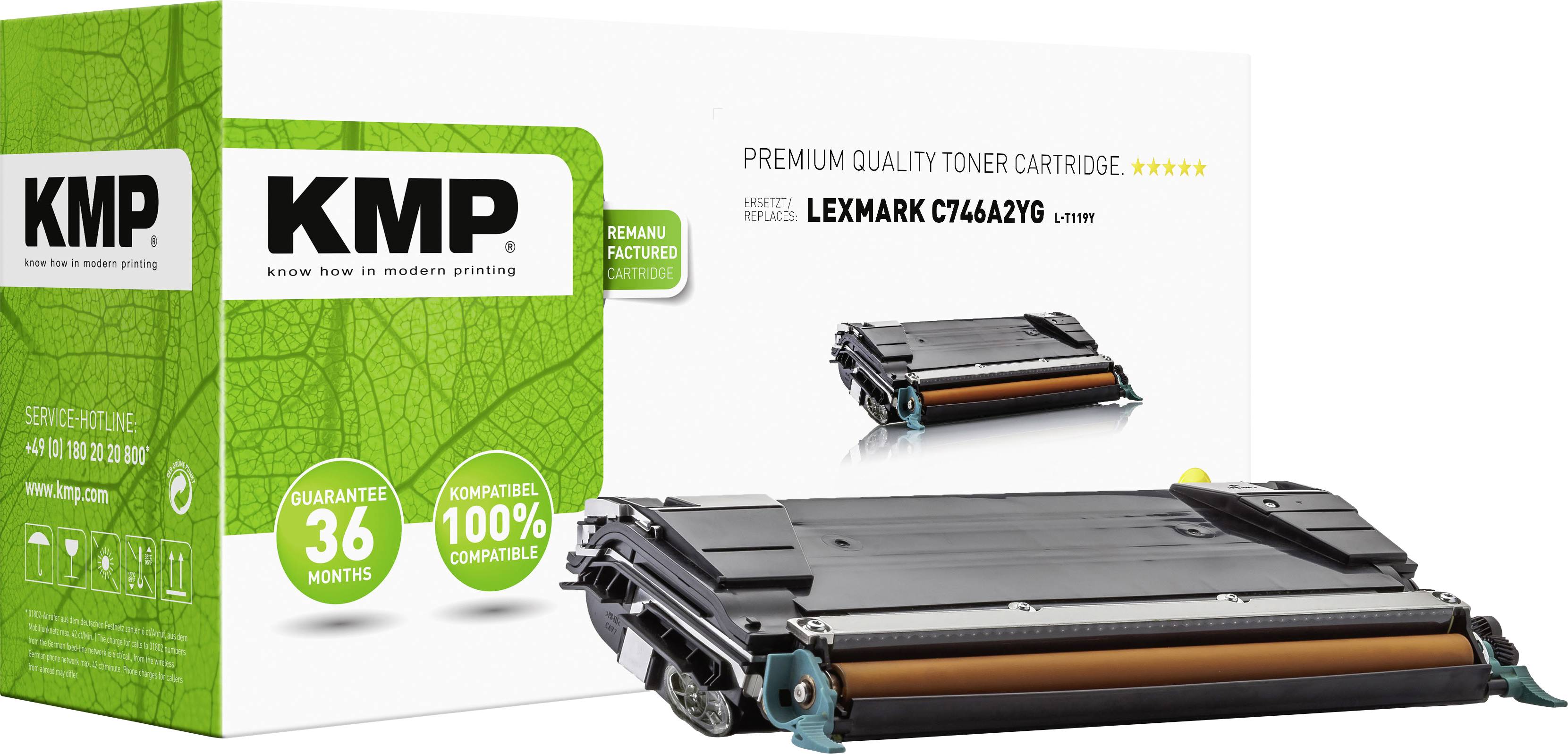 KMP Toner cartridge replaced Lexmark C746A2YG Yellow 7000 Sides L-T119Y