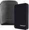 External hard drive 'Intenso' in a black casing, pictured alongside its matching black protective sleeve.