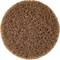 Brown scouring pad, round, with a coarse texture, for surface treatment.