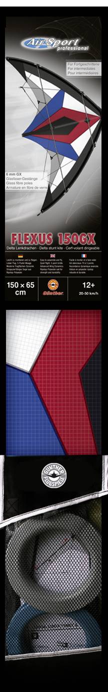 'Flexus 150GX' bicycle frame made from carbon fibre, black-red with blue details. 'Gipsport' logo, lightweight and robust design.