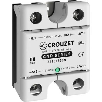 Crouzet solid-state relay, GND Series model, with specifications: 200 VDC output, 10A. Made in France.