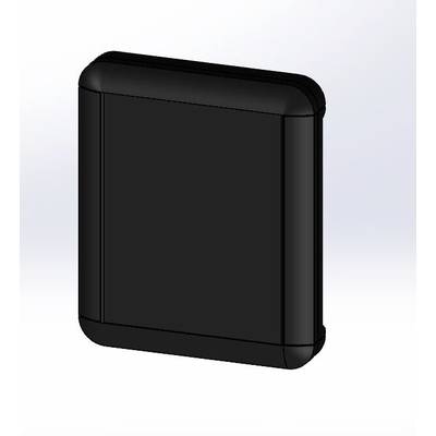 A black square object with rounded corners, possibly a technical device or enclosure, against a light background.