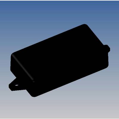 'Black rectangular electronic component, possibly a sensor or battery, against a blue background.'