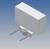 3D rendering of a mechanical component with two protruding screws, against a blue background.