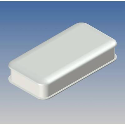 3D model of a rectangular metal capsule with rounded corners against a blue background.