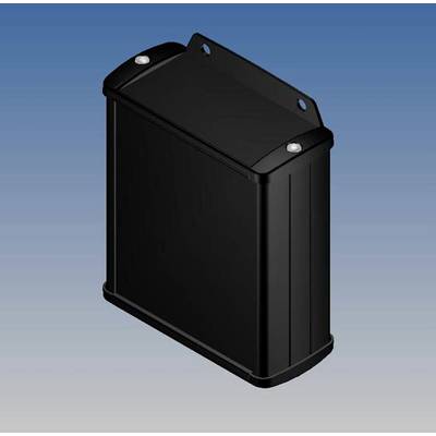 Black-bordered rectangular object with bevelled corners on a blue background.