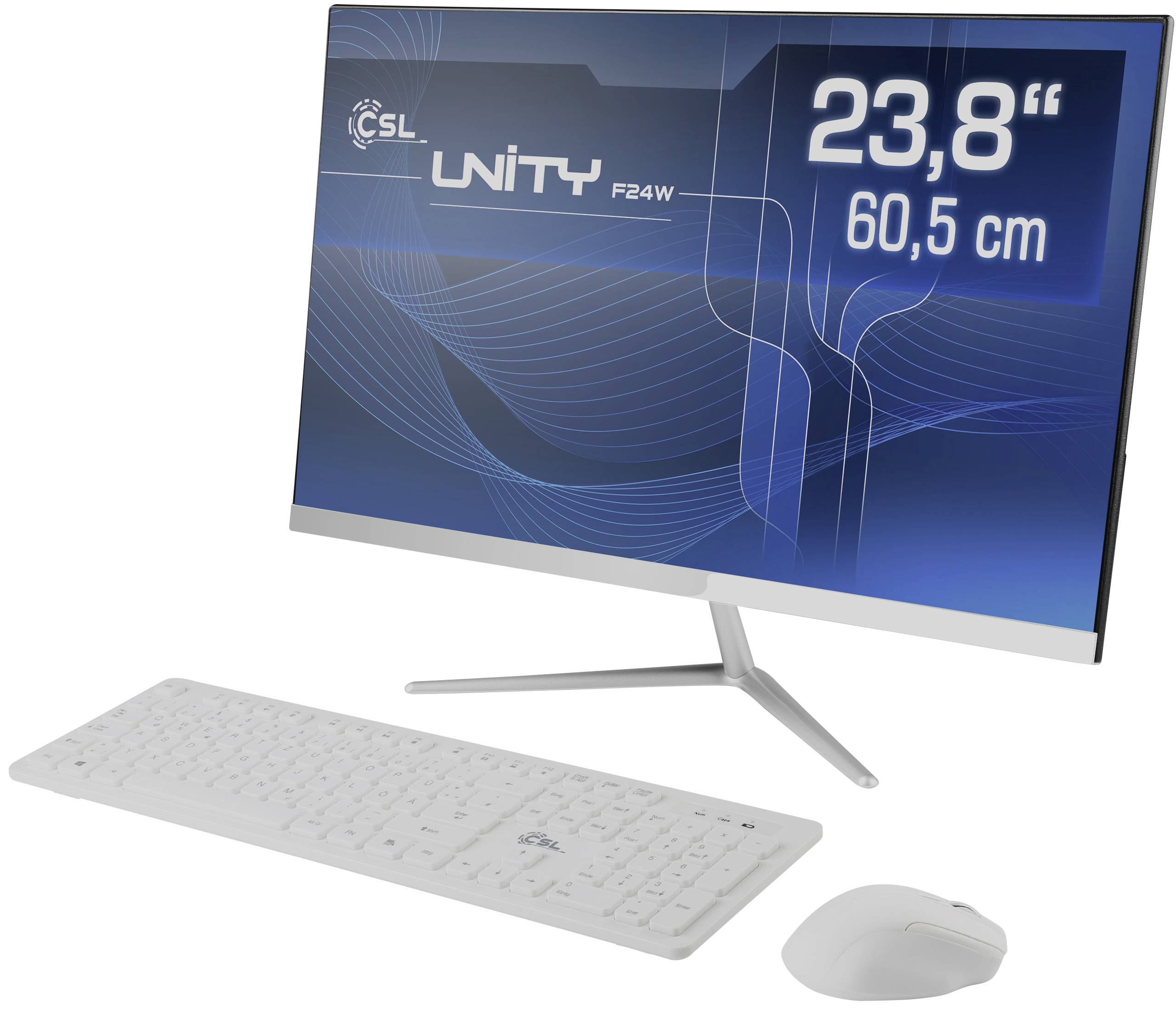 CSL Computer Unity F24W-GL 60.5 cm (23.8 inch) All-in-one PC Intel® Celeron® N4100 4 GB 240 GB SSD Intel UHD Graphics 600 Windows® 10 Home White