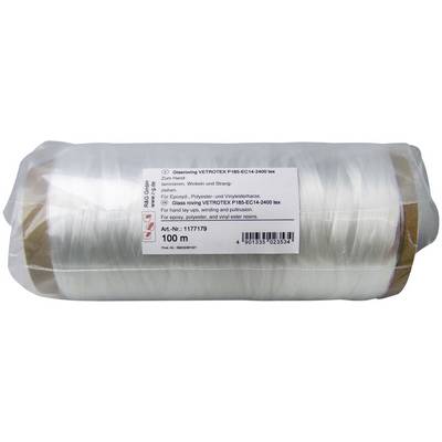 Roll of glass roving material for epoxy, polyester and vinylester resins, 100 m long, for laminating, wrapping and pultrusion.