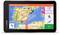 Navigation device with a map of South-West Europe, marked route and travel details: 'Arrival at 1:51 am, 12 hrs 15 mins, 1,042 km'.