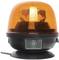 An orange beacon light with a switch on the front, standing on a black base.