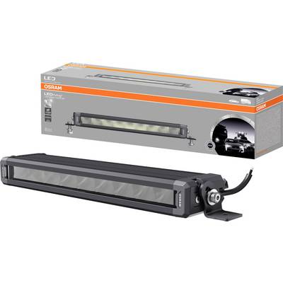 An LED strip from OSRAM with packaging. The lamp is black and long, with wired connections. The packaging displays product images.