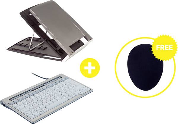 BakkerElkhuizen Homeworking Box Essential DE Working-from-Home set Height range: 11 up to 19 cm Grey