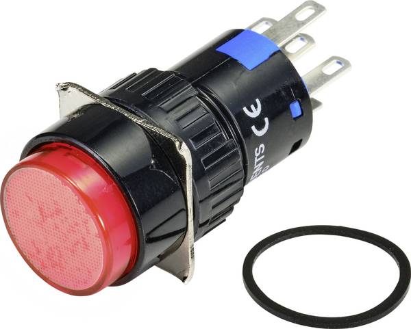 TRU COMPONENTS Illuminated push button 250 V AC 3 A 1 x On/(Off) momentary Red (Ø) 18 mm IP65 1 pc(s)