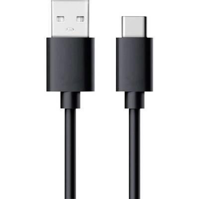 'Black USB-A to USB-C cable, suitable for charging and data transfer.'