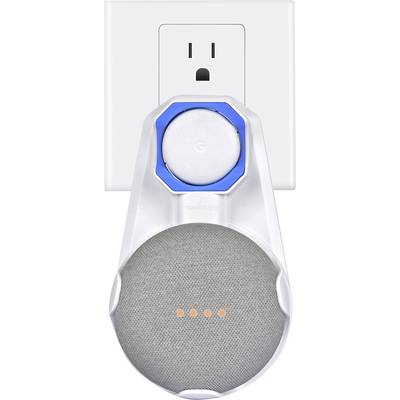 Socket holder with integrated speaker, which connects to a power socket. Above the speaker is a round control button.
