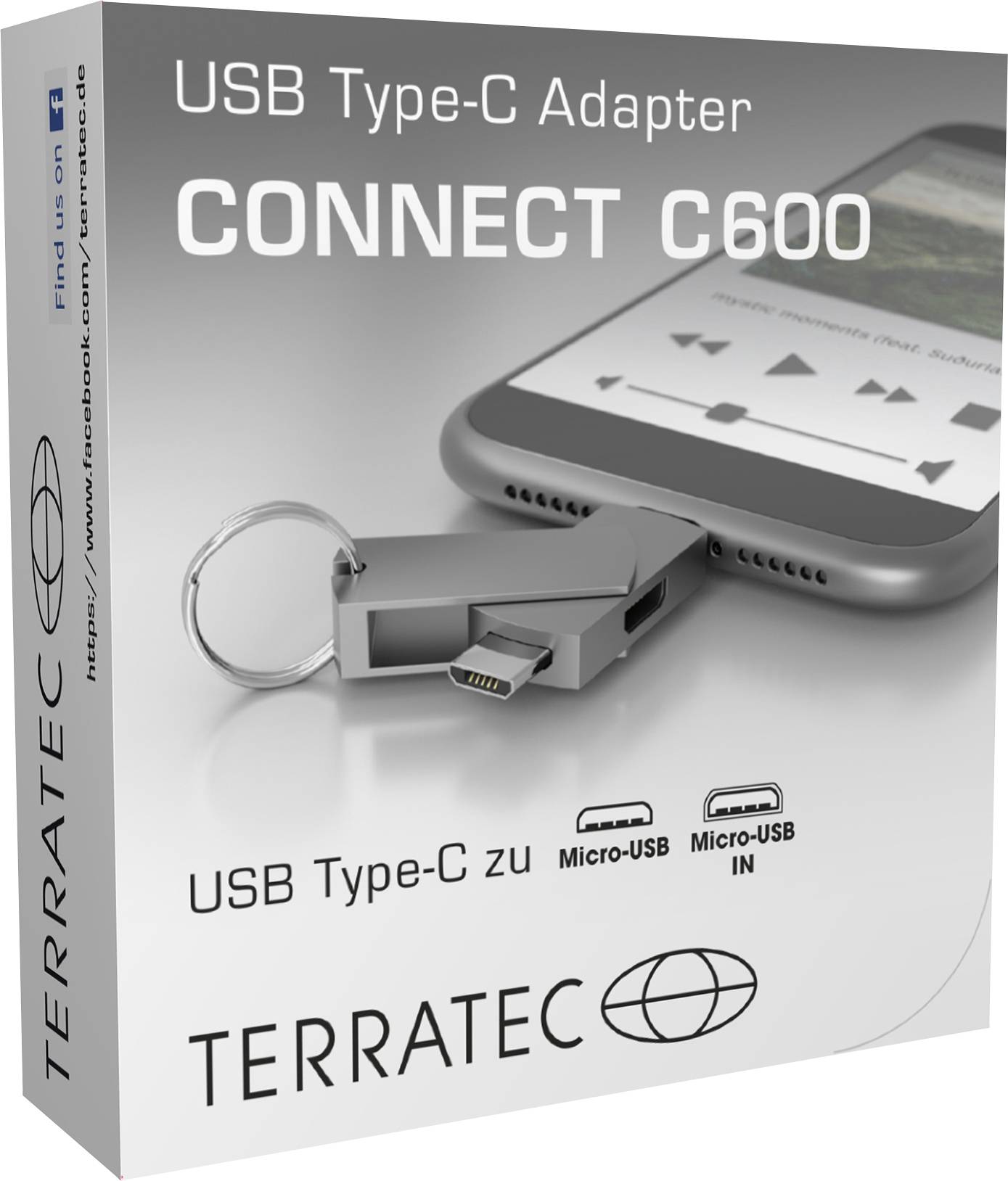 Terratec USB 2.0 Adapter [1x Micro USB socket - 1x Micro USB plug, USB-C® plug] CONNECT C600 0 m-2