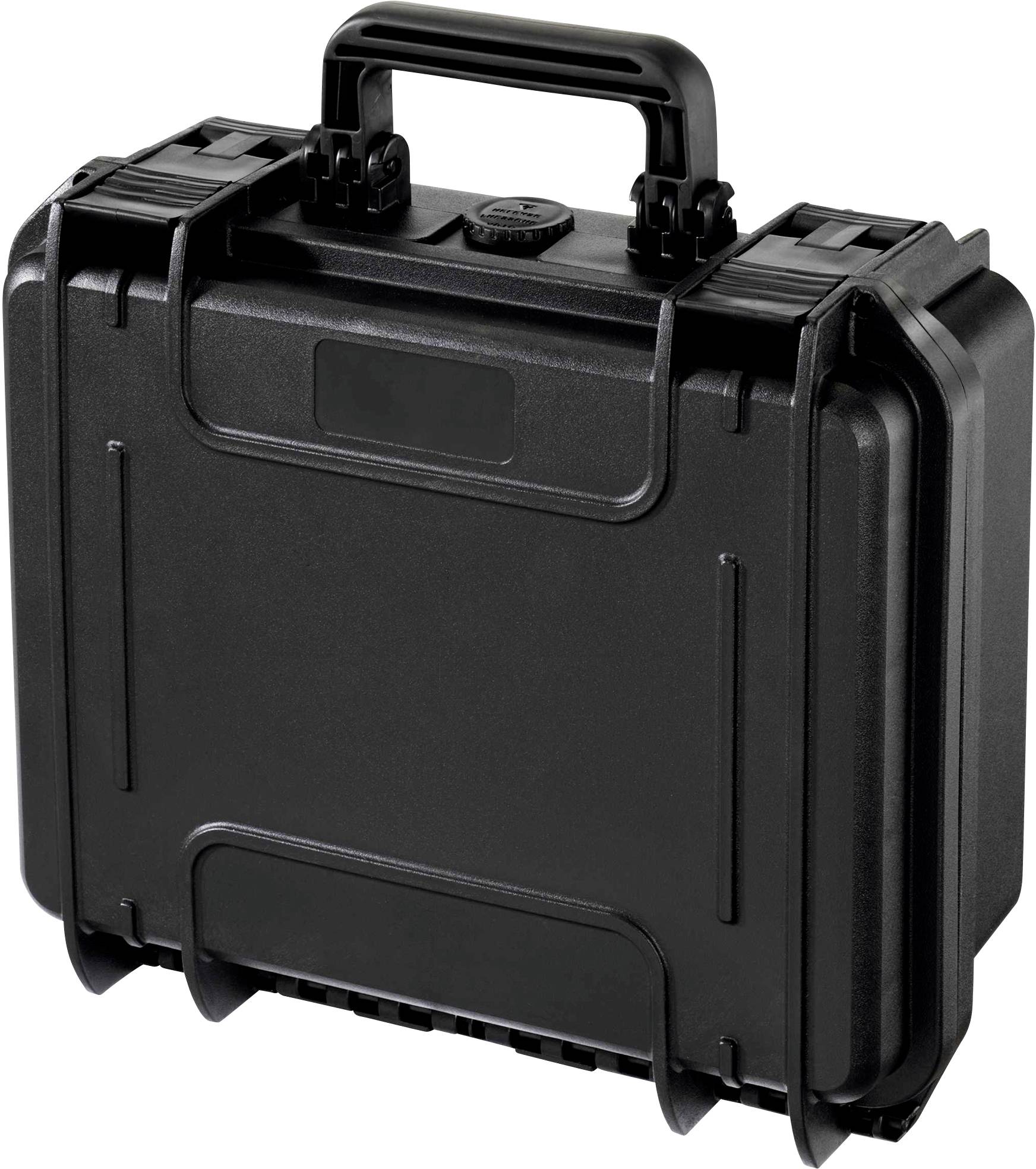 A robust, black protective case with handle and locks, suitable for the secure transportation of delicate equipment.